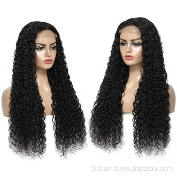 Water Wave Lace Front Wig Female 150% Density Brazilian Wave Hair Wig 4x4 Curly Lace Hair Wig Real Human Hair Natural Black